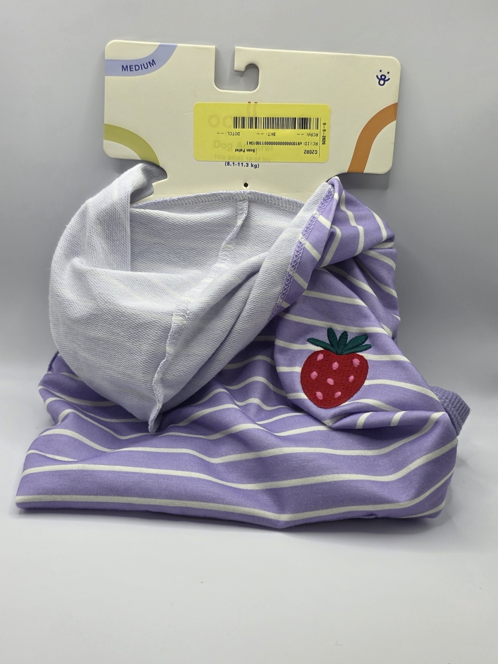 Oodles Purple Striped Strawberry Hooded Shirt with Pocket, Medium